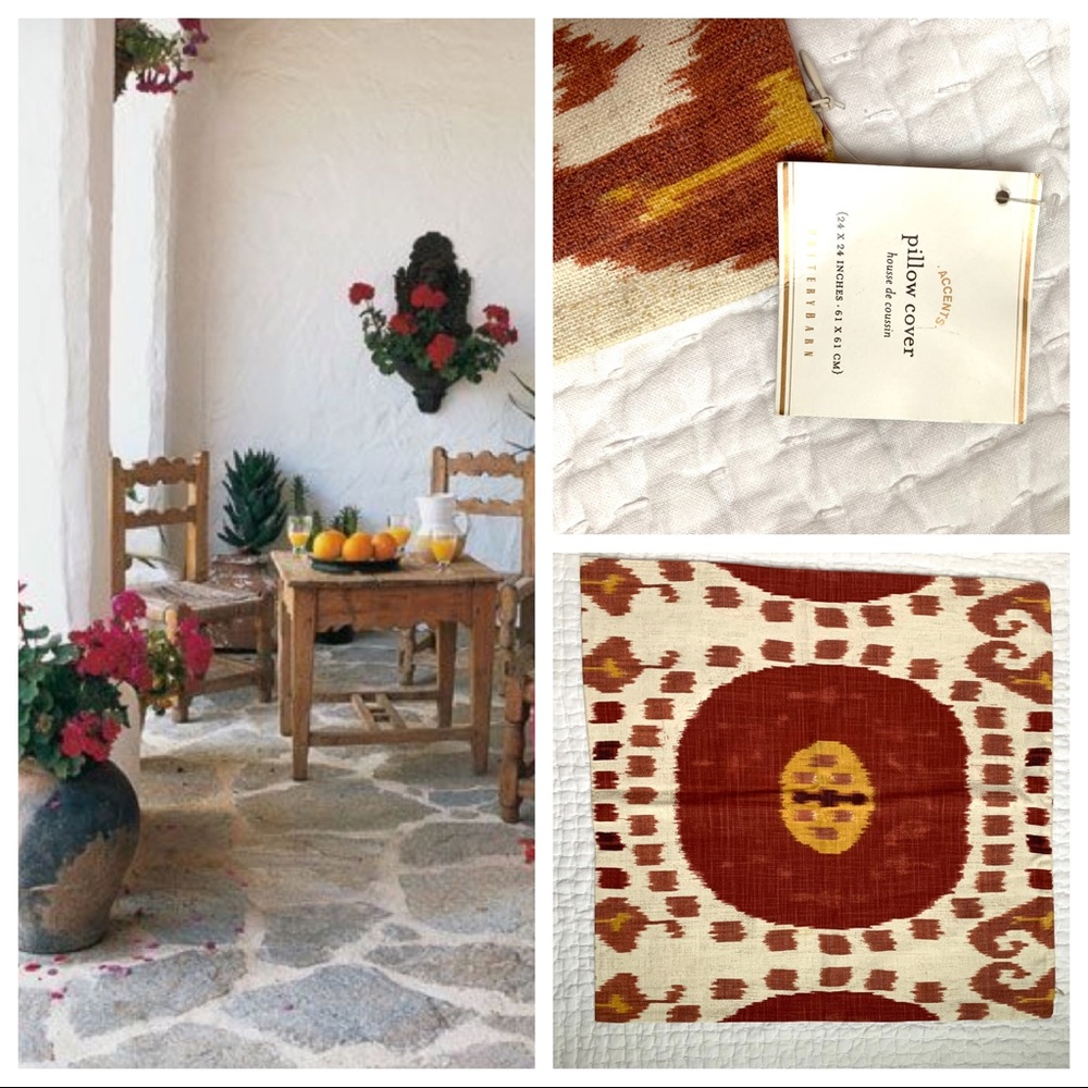 NWT 2 indoor/outdoor Pottery Barn pillow covers 24x24”